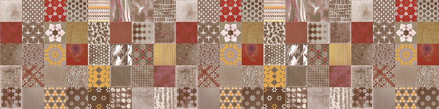 Een ingewikkelde collage van vierkanten met patronen in aardetinten, die een diverse textuurselectie laten zien voor creatief gebruik als achtergrond voor web of print.