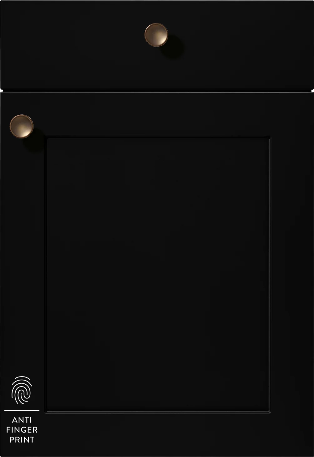 Zeitloses Schwarz in Perfektion: Rahmenfront Nordic 791 mit Anti-Fingerprint-Oberfläche in matt.