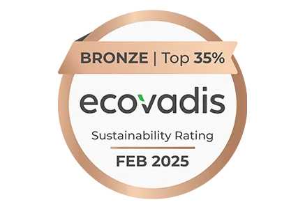 Ein bronzenes EcoVadis Nachhaltigkeitsbewertungsabzeichen für 2025, das eine Leistung in Umwelt- und nachhaltigen Geschäftspraktiken anzeigt.