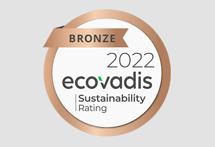 A bronze EcoVadis Sustainability rating badge for 2022, indicating an achievement in environmental and sustainable business practices.